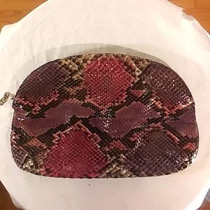 🔥 Like New Robert Bestien Multi Color Leather Snake Print Design Clutch Handbag